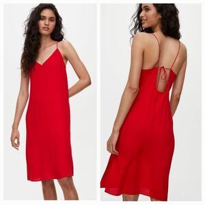 Aritzia Wilfred Felicity Tie Back Cami Slip Lined Midi Dress Rose Quartz Pink M